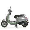 Серый электроскутер для детей Vespa, вид в профиль (сбоку)