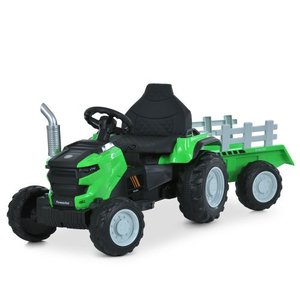Зеленый детский электротрактор Bambi M 6261EBLR-5 с прицепом