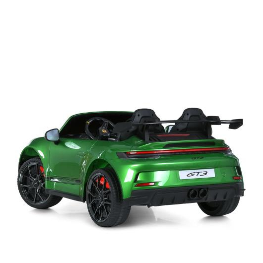 Дитяча машина Bambi M 6111EBLRS-5(24V) зеленого кольору — вигляд ззаду під кутом