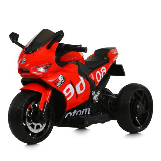 Детский красный электромотоцикл Bambi Racer M 6265EL-3 с кожаным сиденьем.