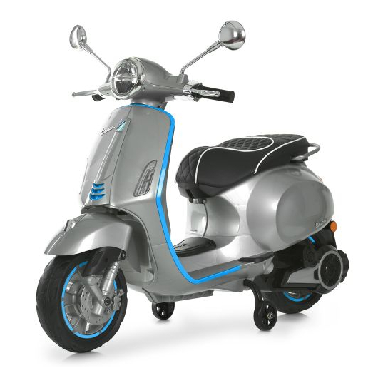 Серый детский электроскутер Vespa M 6288EL-11-4 с синей отделкой