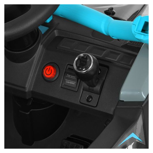 Кнопка включения и рычаг переключения передач в салоне багги JS330