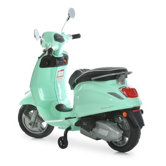 Ракурс ззаду у три чверті дитячого м'ятного скутера Vespa M 6288EL-15