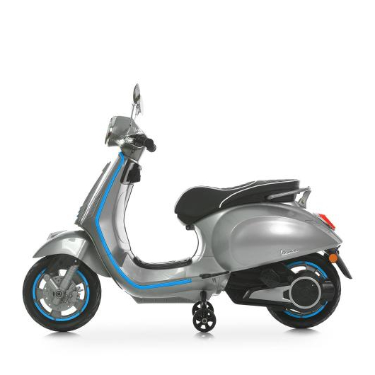 Сірий скутер для дітей Vespa, вигляд збоку (профіль)